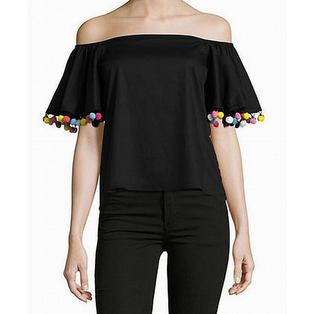 Black Pom Pom Blouse